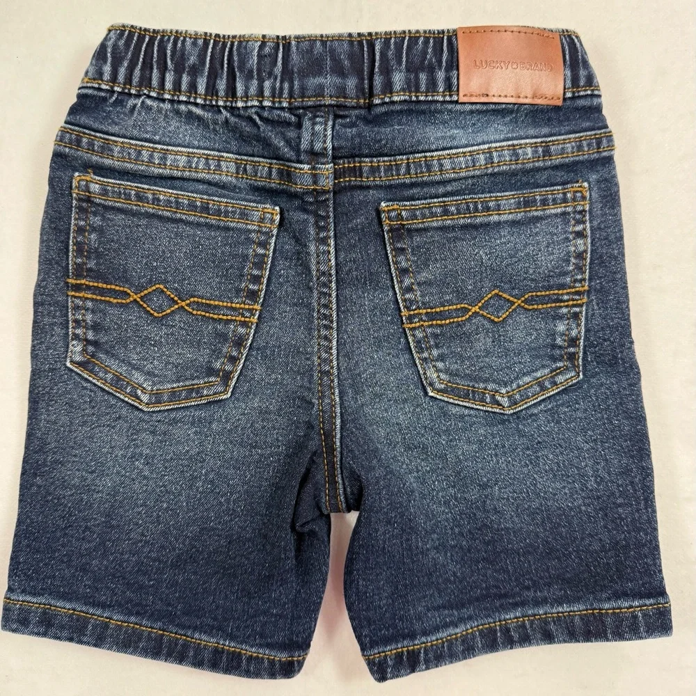 LUCKY BRAND Toddler Boys Pull On Denim Shorts 2T Elastic Waist Soft Stretch Jean